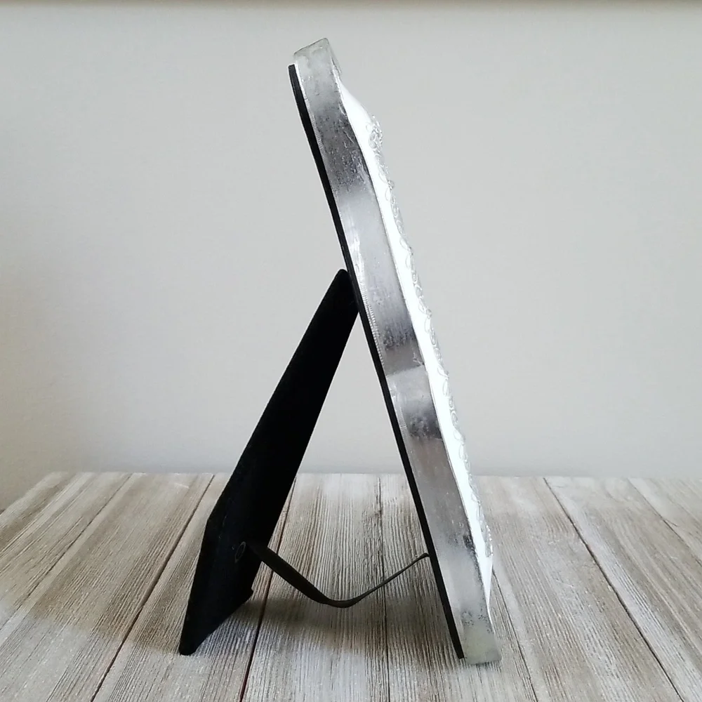 Elegant meets Whimsy Silver and White Picture Frame